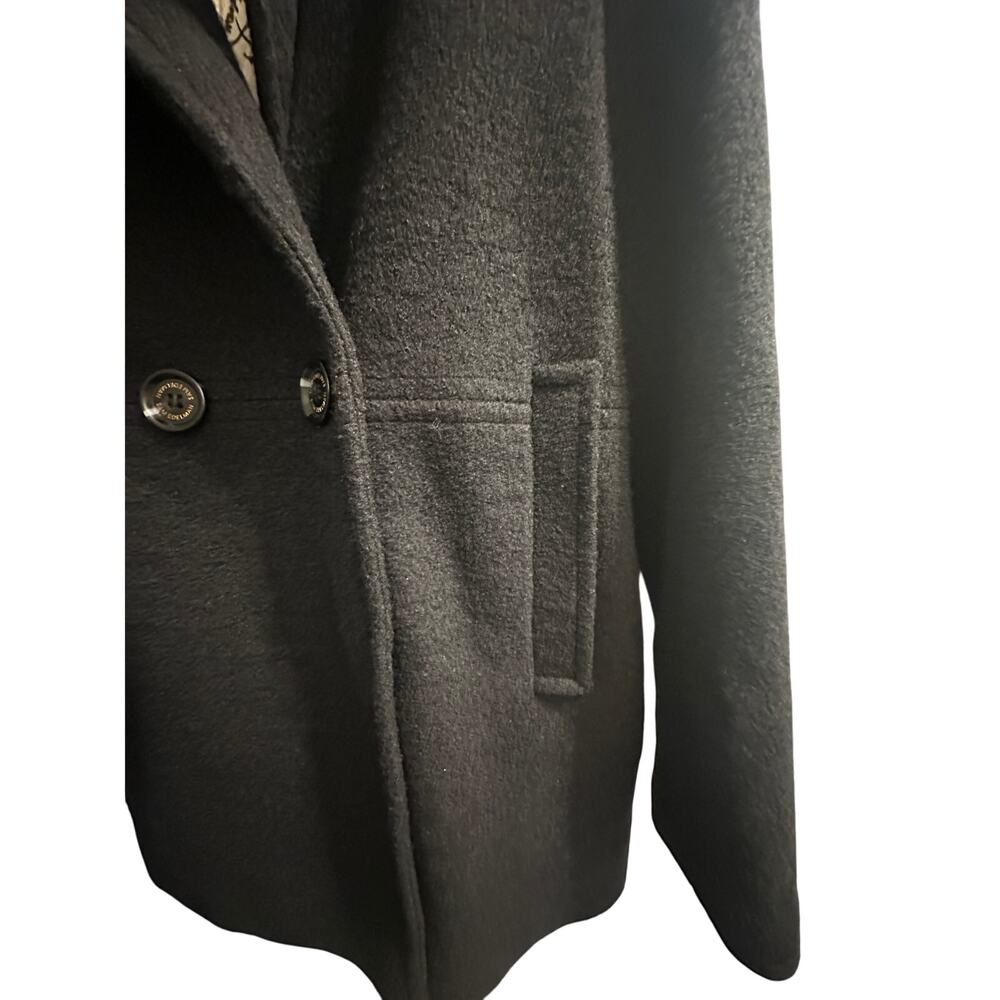 Sam Edelman Black Wool Pea coat Size 8 colorful lining long - Picture 5 of 10